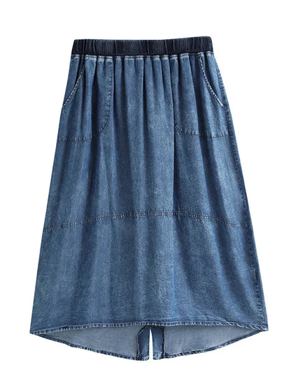 Women's Plus Size Denim Skirt Spring Chic Elegant Skirt For Chubby Women Cotton Woven Skirt - Shop & Buy