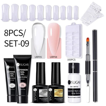 15ml Extension Gel Set Kits Semi Permanent Acrylic Hard Gel White Clear Nude Gel Nail Polish Nail Art Construction Gel - Shop & Buy