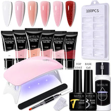 Load image into Gallery viewer, 14PCS/Set Extension Gel Nail Polish With 6W UV Lamp Dryer Pink Nude Color Quick For Finger Prolong Nail Art Tools Kit
