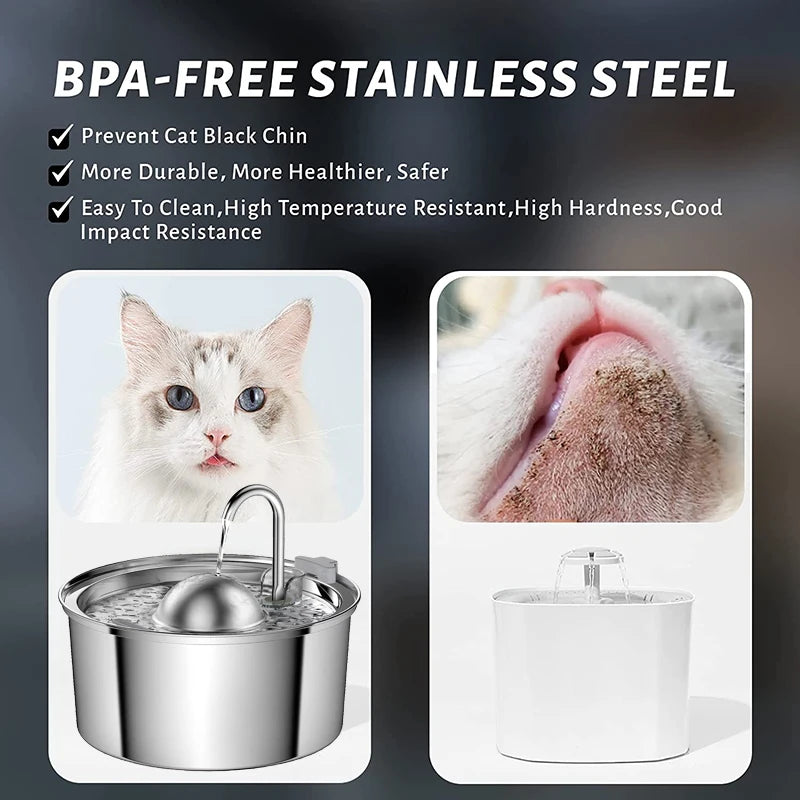 Automatic Cats Water Dispenser Pets Cat Anti-Wet Mouth Drinking Fountain 304 Stainless Steel Faucet Cats Water Fountain