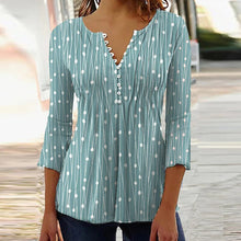 Load image into Gallery viewer, Trendy 3D Printed Shirts for Women Spring Summer 3/4 Sleeve V Neck Buttons Blouse Shirt
