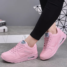 Load image into Gallery viewer, Women Fashion Sneakers Air Cushion Sports Shoes Pu Leather Blue Shoes White Pink Outdoor Walking Jogging Shoes
