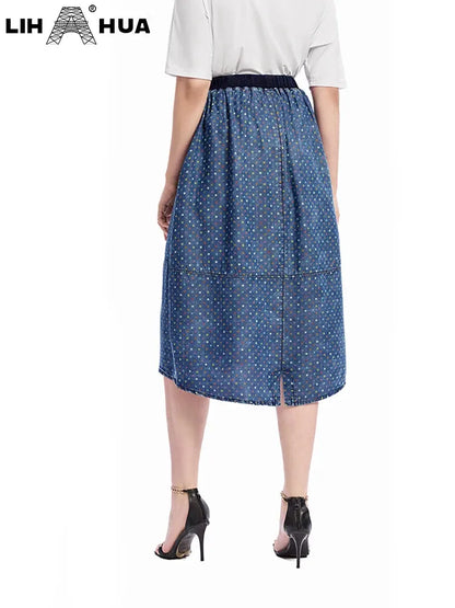 Women's Plus Size Denim Skirt Spring Chic Elegant Skirt For Chubby Women Cotton Woven Skirt - Shop & Buy