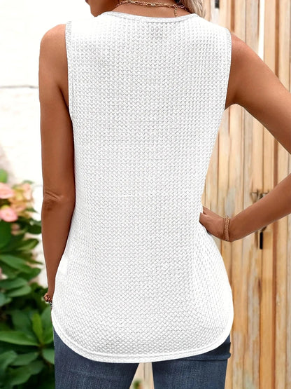 Women's Fashion V-neck Lace Waffle Tank Top - Shop & Buy