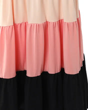 Load image into Gallery viewer, Summer Women V neck Sleeveless Colorblock  Spaghetti Strap Ruched Ruffles Maxi Dress
