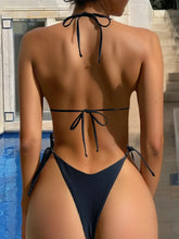 Load image into Gallery viewer, Luxury Black Bikini Women Cut Out Rhinestone Push Up Micro Swimsuit
