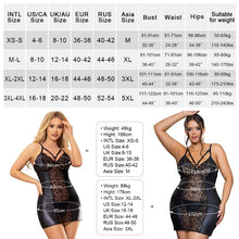 Load image into Gallery viewer, Curve Sexy Lace Leather Lingerie Dress Set Plus Size Hollow Out Nightgown Hip Wrap Pajamas
