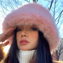 Load image into Gallery viewer, Fluffy Faux Fur Bucket Hats Women Rabbit Fur Warm Thick Plush Winter Hat Lady Fashion
