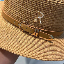 Load image into Gallery viewer, New Metal R Letter Buckle Straw Hat Leisure Summer Travel Sunscreen Hat Women&#39;s Fashionable Beach Hat
