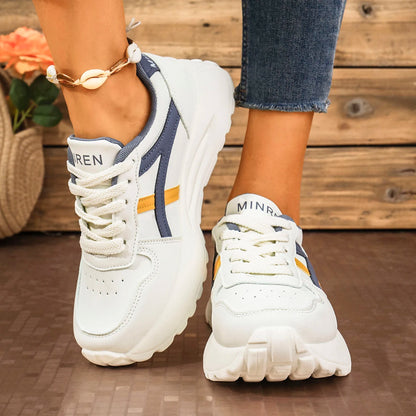 Women's Non Slip Chunky Sneakers Autumn Platform Sports Shoes for Women Fashion Thick Bottom Lace Up Walking Shoes