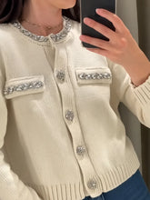 Load image into Gallery viewer, Summer New Style Fashionable Elegant Round Neck Long Sleeve Jewelry Embellished Sweater
