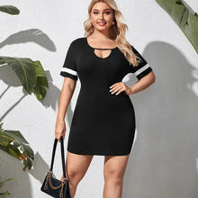 Load image into Gallery viewer, Plus Size Sexy Cut Out Front Summer Bodycon Dress Women Short Sleeve Sheath Club Dress
