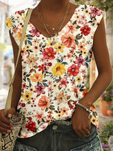 Load image into Gallery viewer, Plus Size Floral Print Tank Top, Casual V Neck Sleeveless Top For Summer, Women&#39;s Plus Size Clothing
