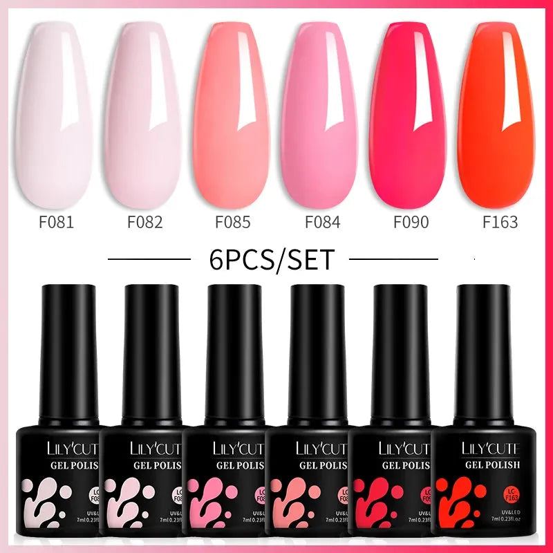 6Pcs/Set Macaron Color Gel Nail Polish Set Kit Spring 6 Colors UV LED Nail Art Gel Vernis Semi Permanent Base Top Coat - Shop & Buy