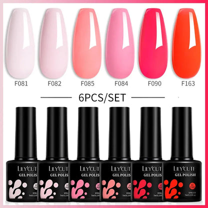 6Pcs/Set Macaron Color Gel Nail Polish Set Kit Spring 6 Colors UV LED Nail Art Gel Vernis Semi Permanent Base Top Coat - Shop & Buy