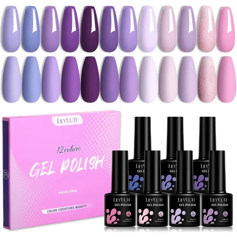 12PCs 7ml Spring Macaron Nail Gel Polish Set Semi Permanent UV Gel For Manicure Soak Off Gel Nail Polish Kit Varnishes - Shop & Buy