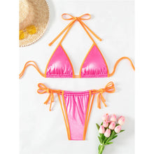 Load image into Gallery viewer, Splicing Halter Strappy High Leg Cut Bikini Women Swimwear Female Swimsuit Two-pieces Bikini set Bather Bathing Suit
