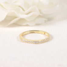 Load image into Gallery viewer, 925 Sterling Silver Round Moissanite Half Eternity Wedding Band  Stackable Band Delicate Gold Rings
