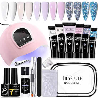 15ML Manicure Set Quick Nail Extension Gel With 6W UV Lamp Dryer Finger Extend Mold Slip Solution Nail Art Tools Kit - Shop & Buy