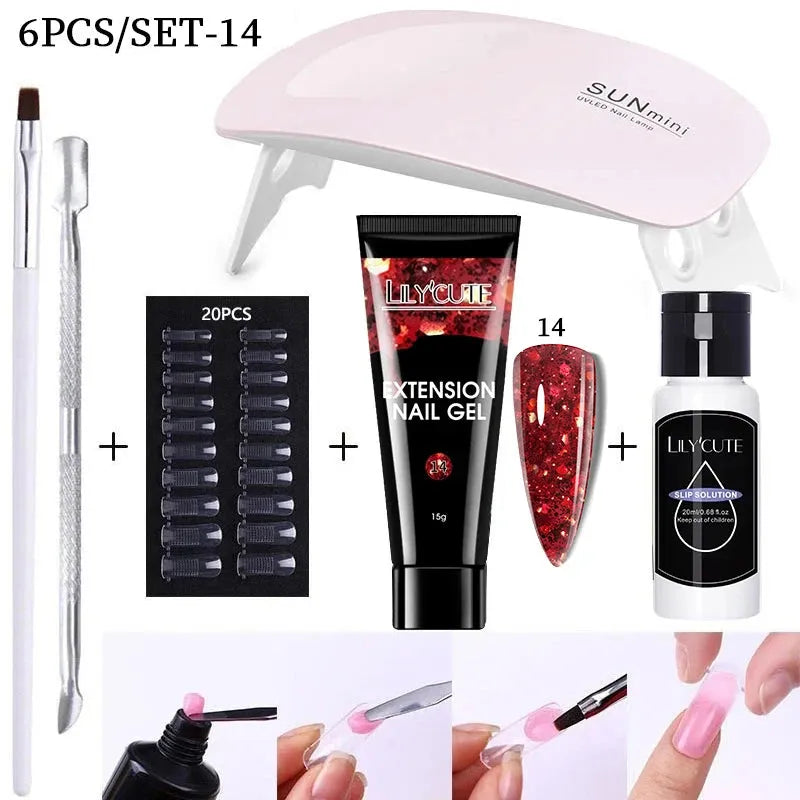 15ML Quick Extension Gel Kit All for Manicure Gel Nail Extension Set Slip Solution Acrylic Gel Polish Nail Art DIY Tool - Shop & Buy