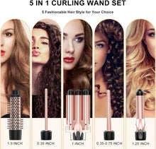 Load image into Gallery viewer, Professional Curling Iron Set 5 in 1 Hair Waver Curling Iron Interchangeable Triple Barrel and Electric Brushes for Hair Tools
