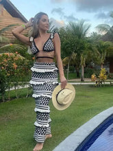 Load image into Gallery viewer, Ladies Striped Knitted Beach Skirt Sets Women Suit Sexy Backless Slim Bohemian Outfits
