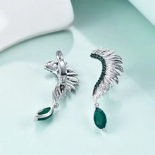 Load image into Gallery viewer, Angel Wings Feather 925 Sterling Silver Earrings For Women Jewelry Anniversary Gift Natural Green Agate Amethyst
