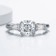 Load image into Gallery viewer, All Moissanite Engagement Rings For Women Three Stone Solid 925 Silver Cushion Cut
