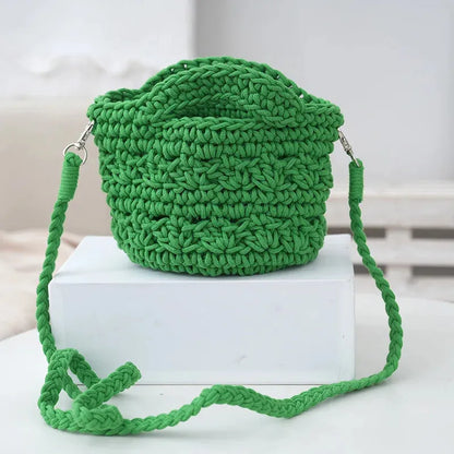 Women's Designer Bag Crochet Cross Shoulder Bag Soft Cotton Fabric Woven Aesthetic Fashion Casual Small Handbags - Shop & Buy