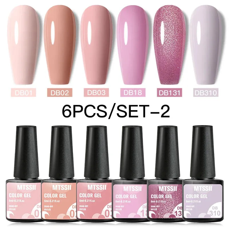 6PCS/SET Color Nail Gel Polish Set Kits  Base Top Coat  Varnish Soak Off UV Gel LED Semi Permanent All For Manicure Nail Art - Shop & Buy