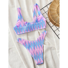 Load image into Gallery viewer, Tie Dye Wrinkled Crinkled Brazilian Bikini Female Swimsuit Women Swimwear Two-pieces Bikini set Bather Bathing Suit
