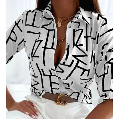 Women's Shirt & Blouses Elegant Flower Shirt 3D Print High Quality Long Sleeve Fashion - Shop & Buy