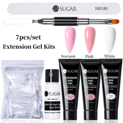 15ml Extension Gel Set Kits Semi Permanent Acrylic Hard Gel White Clear Nude Gel Nail Polish Nail Art Construction Gel - Shop & Buy