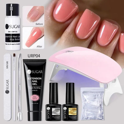 Acrylic UV Gel Extension Nail Gel Kit Nude Glitter Color Fast Building Gel Nail Polish All For Manicure Nail Art Design - Shop & Buy