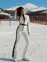 Load image into Gallery viewer, Winter Patchwork White Ski Jumpsuits Women Fashion Waterproof Windproof Skiing Overall
