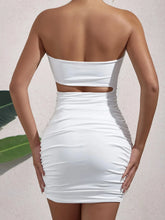 Load image into Gallery viewer, Women Sexy Backless Sleeveless Mini Dress Strapless White Hollow Out Party Pleated Bodycon Short Dresses
