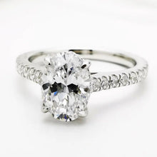 Load image into Gallery viewer, Moissanite Rings For Women Engagement 3 Carat D Color Oval Cut Solid 925 Sterling Silver
