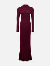 Load image into Gallery viewer, Women Fashion Red Knitted Long Dress Elegant High Collar Long Sleeve Bodycon Maxi Dresses
