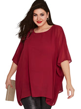 Load image into Gallery viewer, Womens Plus Size Elegant Summer Blouse Batwing Sleeve Oversized Chiffon Blouse Scoop Neck Large Size
