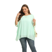 Load image into Gallery viewer, Womens Plus Size Elegant Summer Blouse Batwing Sleeve Oversized Chiffon Blouse Scoop Neck Large Size Casual Tunic Top Shirt 4XL
