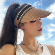 Load image into Gallery viewer, Summer Simple Women Sun Hat Anti Uv Female Outdoor Visor Cap Hand Made Straw Cap Casual Shade Hats
