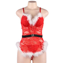 Load image into Gallery viewer, Red Christmas Bodysuits Plush Decoration Romper Costume Teddy Sexy Lingerie New Women Jumpsuits Overalls One Pieces Body
