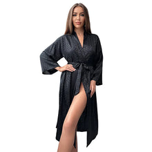 Load image into Gallery viewer, Sexy Women Mid Length Pajamas Nightrobe Home Clothing Black Waistband Hotel Bathrobes
