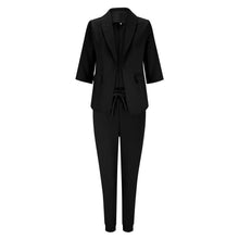 Load image into Gallery viewer, 2 Piece Suit Set Women&#39;s Blazer Trouser Set Summer Half Sleeve Slim Business Workwear
