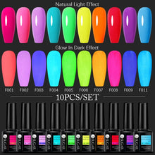 Load image into Gallery viewer, 10PCS Reflective Series Nail Gel Polish Set Fluorescent Luminous Semi Permanent UV Led Gel Manicure Nail Art Varnish
