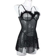 Load image into Gallery viewer, Night Dress Glitter Onlyfans Dresses Split Mini Clothes For Sex Black Sleepwear Fantasy Clothing
