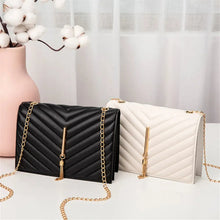 Load image into Gallery viewer, Fashion Tassel Flap Crossbody Bags V Pattern Mini Chain Shoulder Bag for Women Pu Leather
