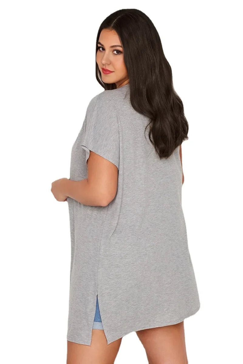 Womens Short Sleeve Plus Size Summer Casual Cardigans Long Loose Open Front Large Size Elegant Light Gray Kimono 5XL 6XL 7XL 8XL - Shop & Buy