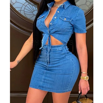 Summer Women Denim Mini Party Dresses Cowboy Clothing Lady Sexy Vintage Casual High Street Y2K Style Dress