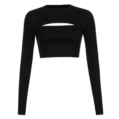 Women's T Shirt O-Neck Slim Fit Sexy Long Sleeve T-shirt Female Tees Shirt Femme Woman Crop Tops - Shop & Buy